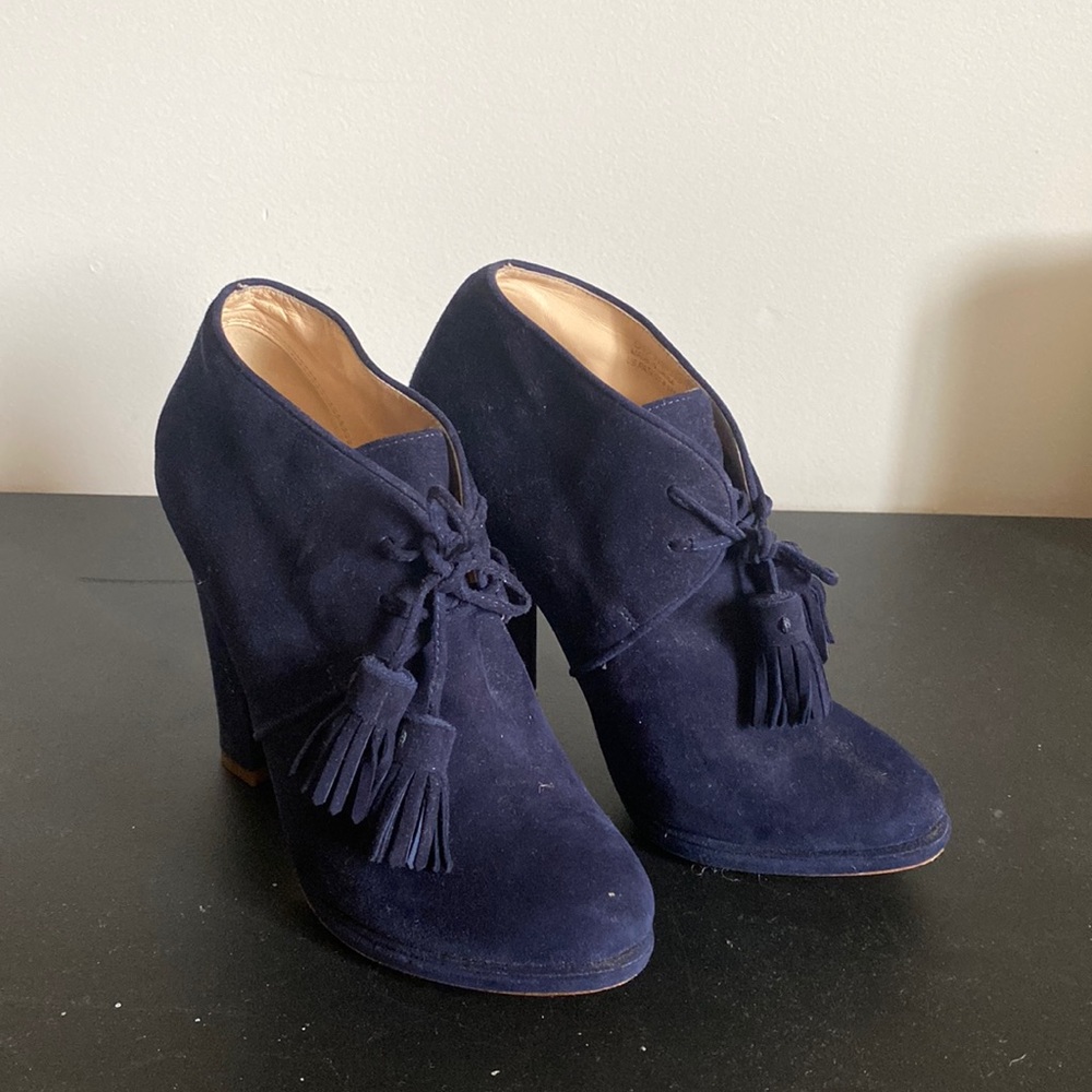 Cole Haan navy nubuck leather booties